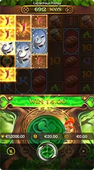 Leprechaun Riches · Membaca bilah informasi tengah untuk memantau status fitur dan hasil kemenangan.